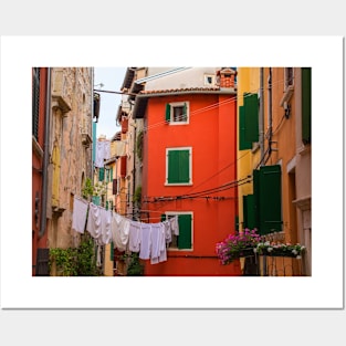 Back Street in Rovinj Old Town, Croatia Posters and Art